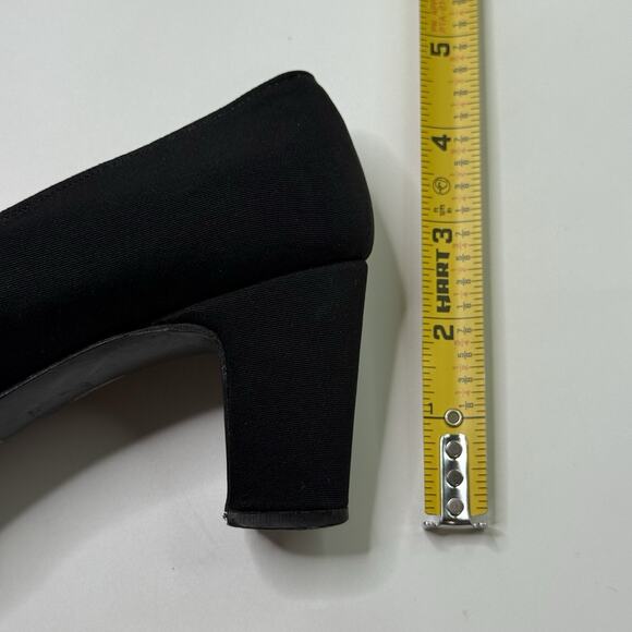 Newton Elkin Lord And Taylor Black Heels Pumps Size 6 B Vintage Fabric Solid - Picture 8 of 11